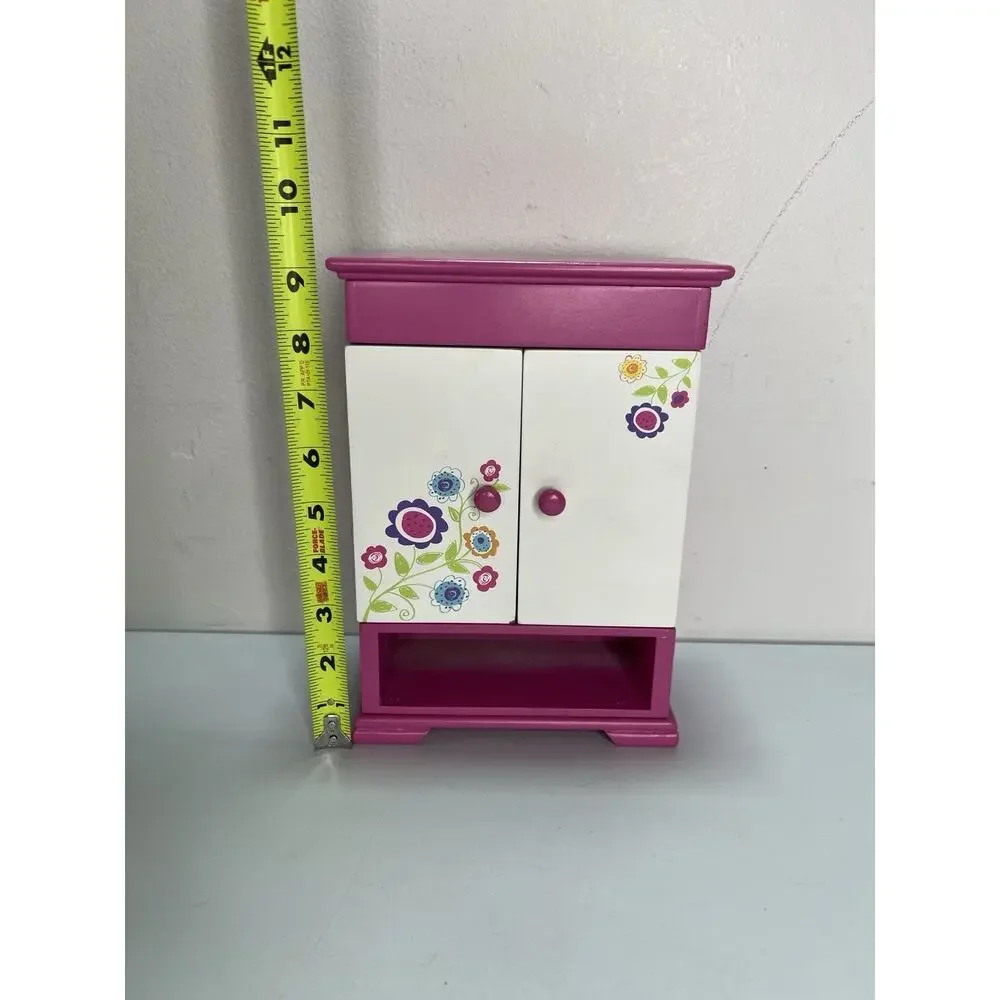 Claire’s Pink White Floral Jewelry Box Girls Cabinet Style Organizer w/ Doors